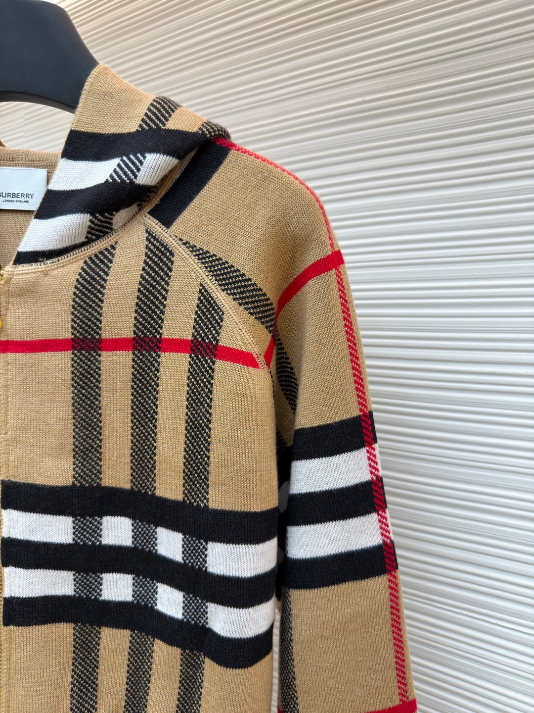 Vintage Check Cashmere Hooded Jacket