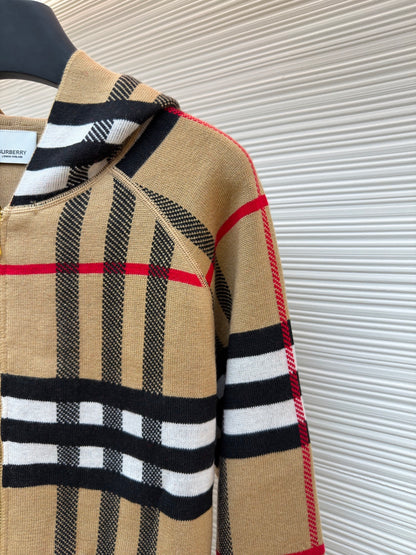 Vintage Check Cashmere Hooded Jacket