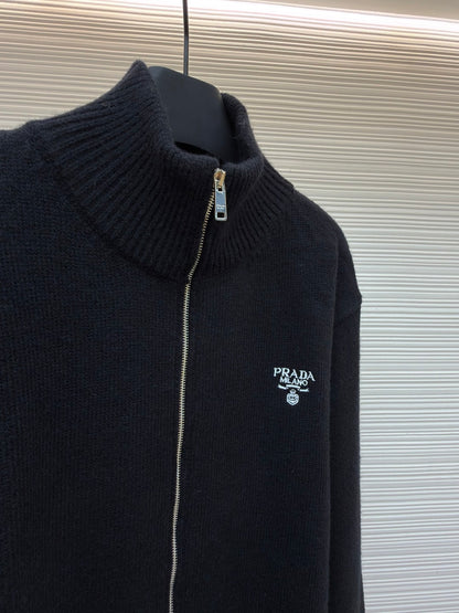 Embroidered Wool Knit Cardigan
