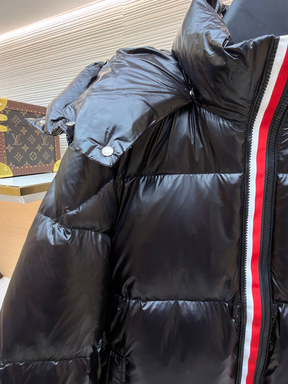 Logo Patch Hooded Down Jacket
