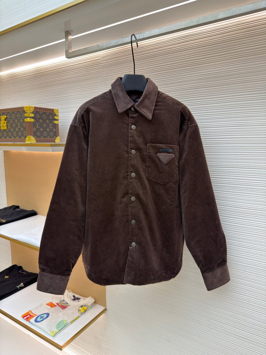 Triangle Logo Corduroy Down Jacket