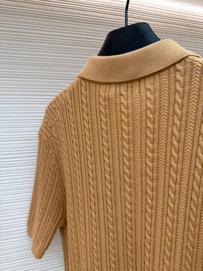 Cable-Knit Knit Polo