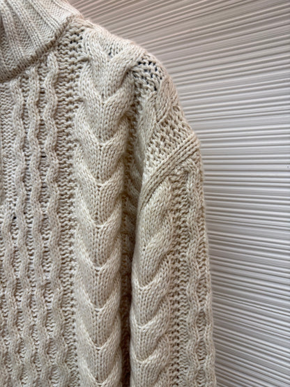Cable-Knit Wool Half-Zip Sweater