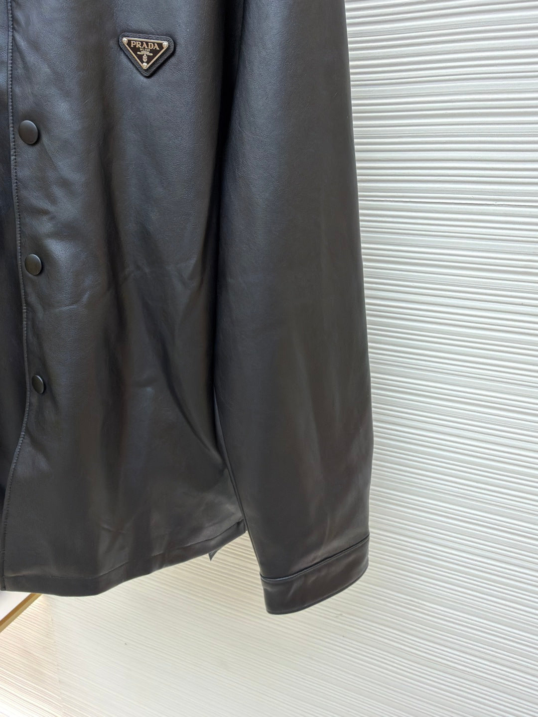 Triangle Logo Leather Jacket