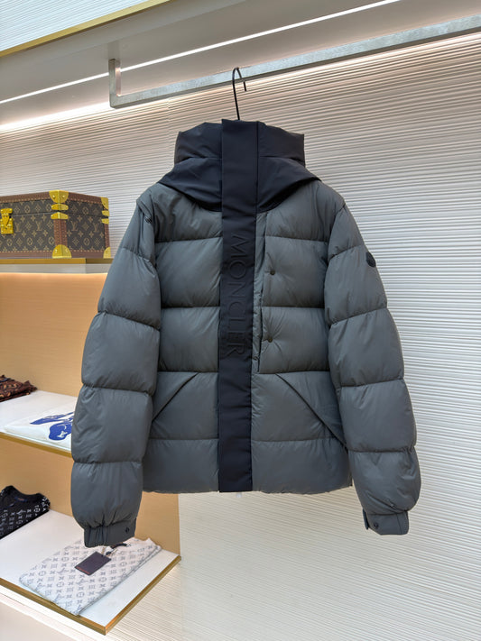 Logo Patch Hooded Down Jacket