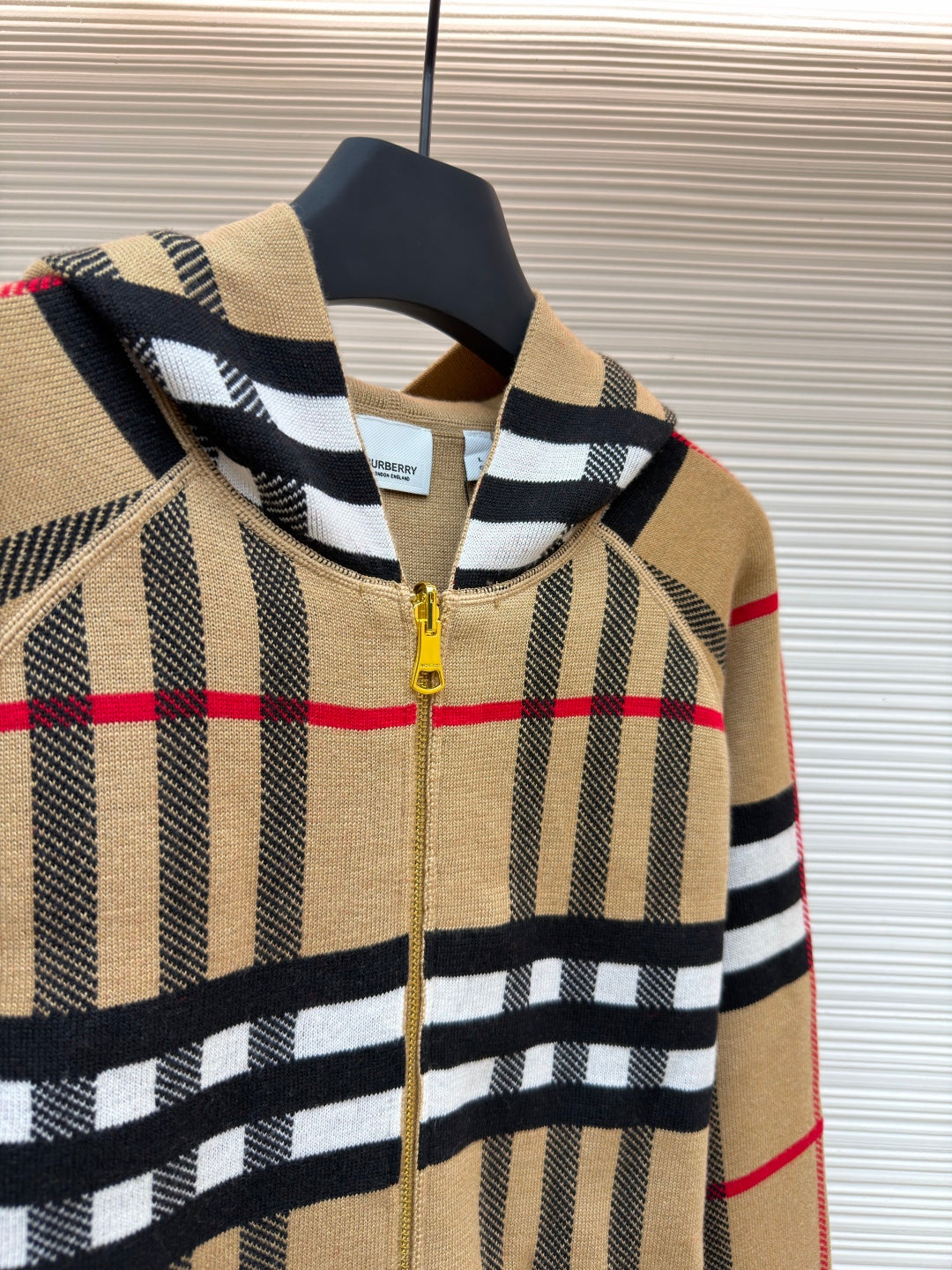 Vintage Check Cashmere Hooded Jacket