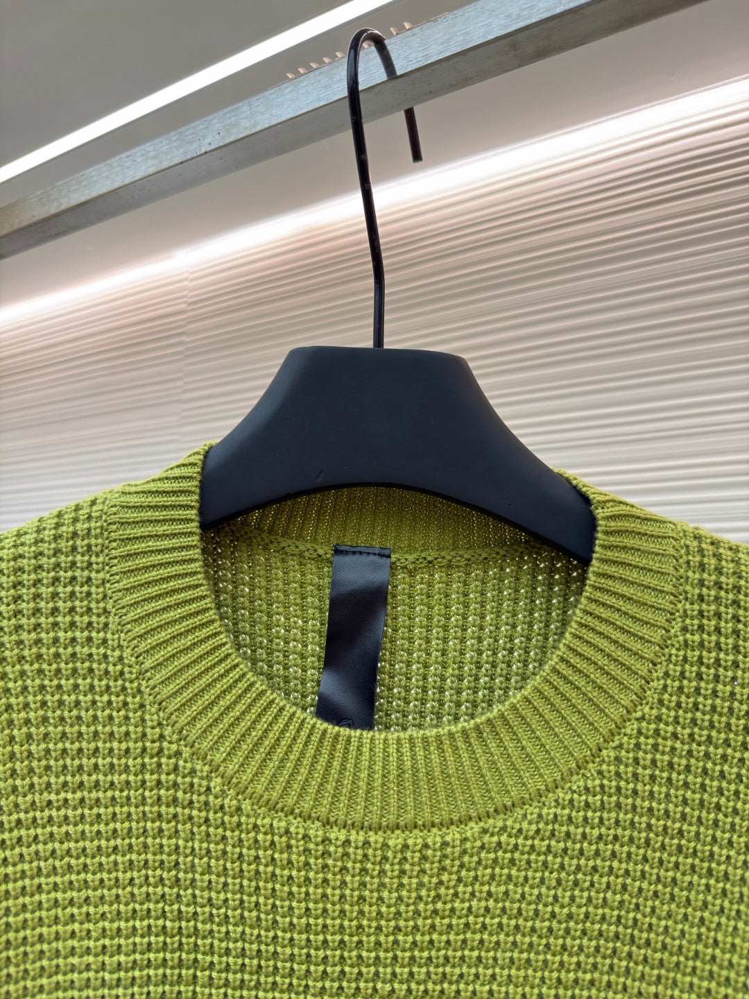 Waffle-Knit Crewneck Sweater