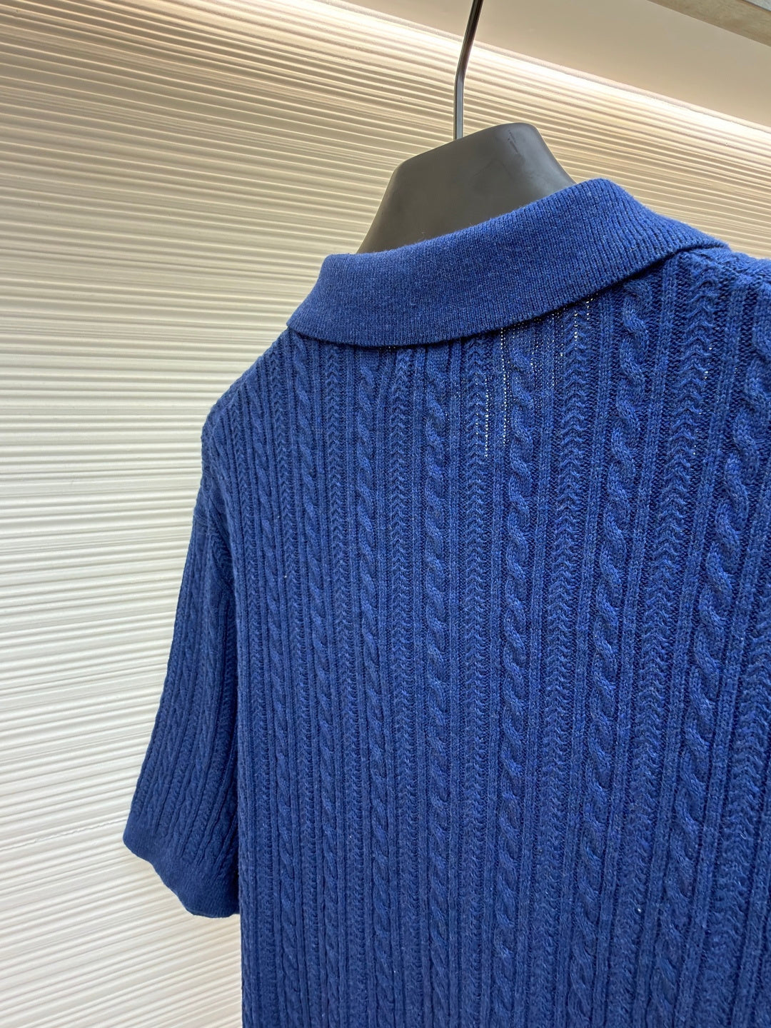 Cable-Knit Knit Polo