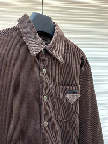 Triangle Logo Corduroy Down Jacket
