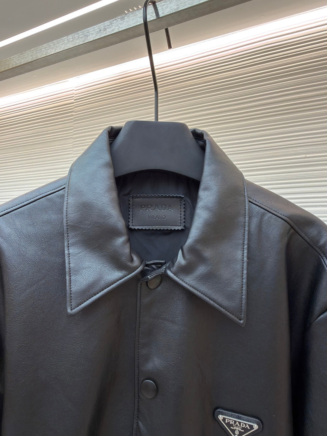 Triangle Logo Leather Jacket