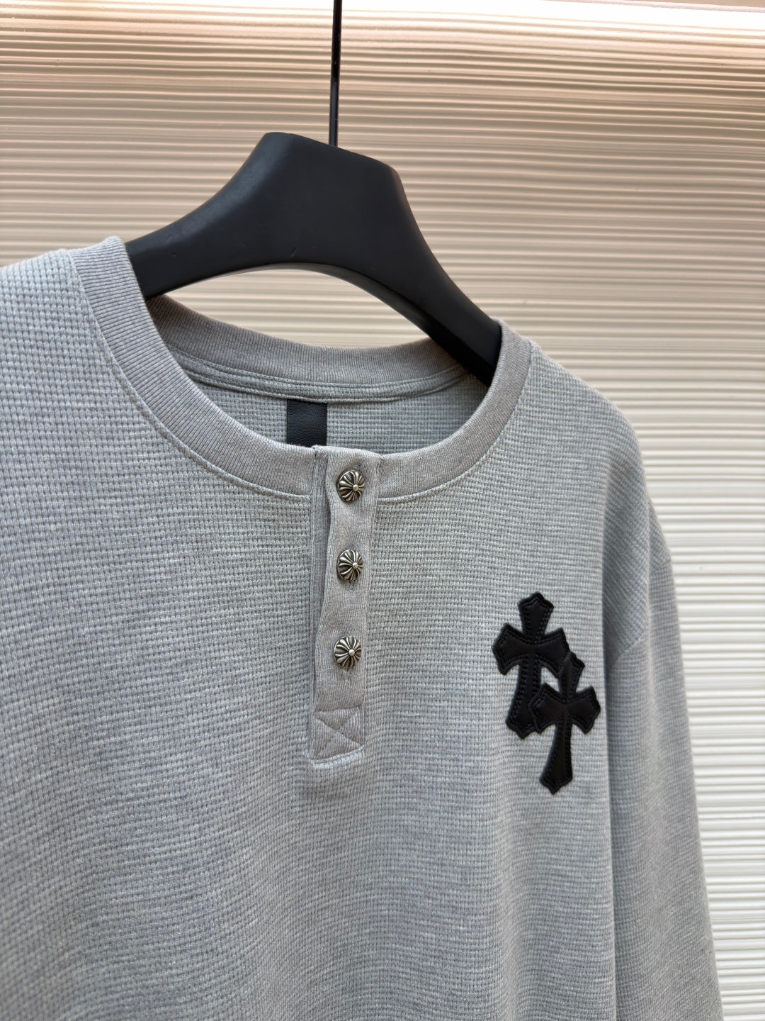 Waffle-Knit Crewneck Sweatshirt