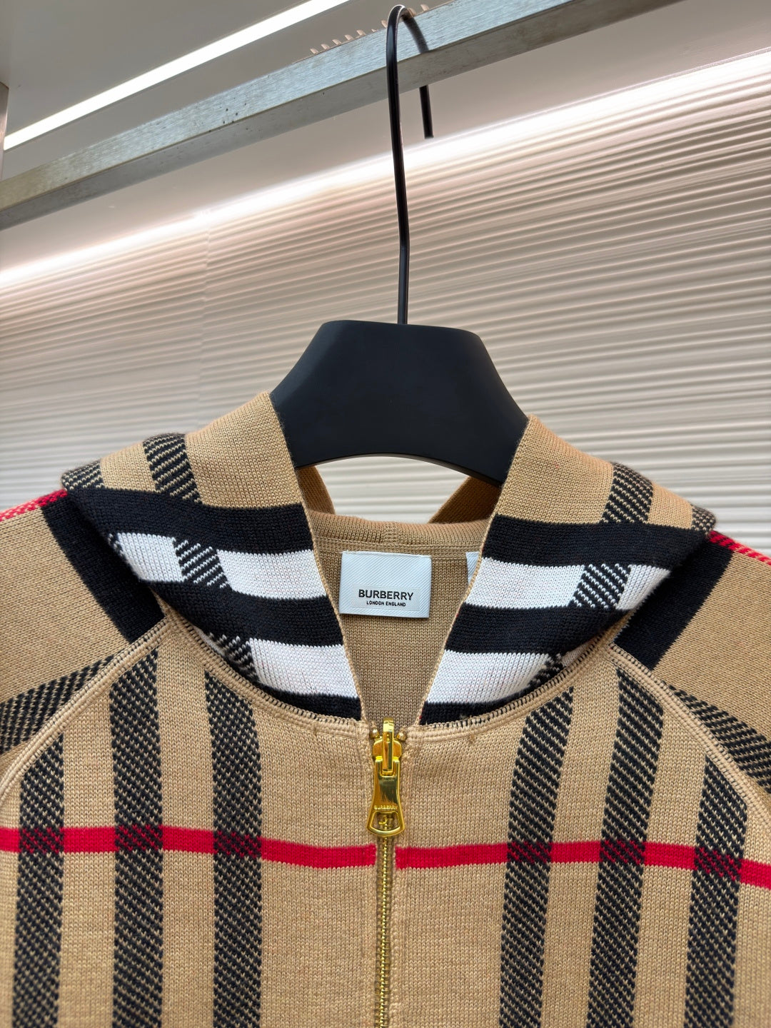 Vintage Check Cashmere Hooded Jacket