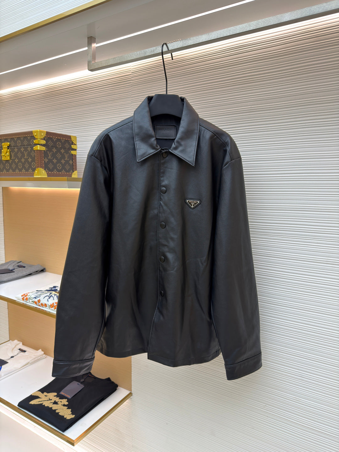 Triangle Logo Leather Jacket