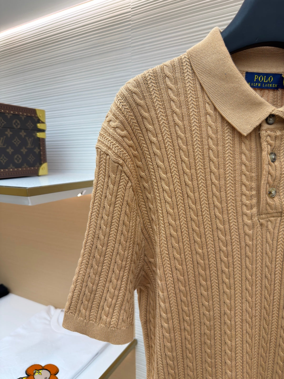 Cable-Knit Knit Polo