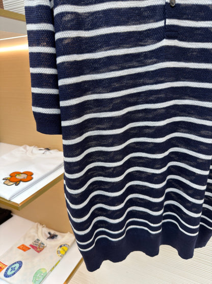 Striped Linen Knit Polo