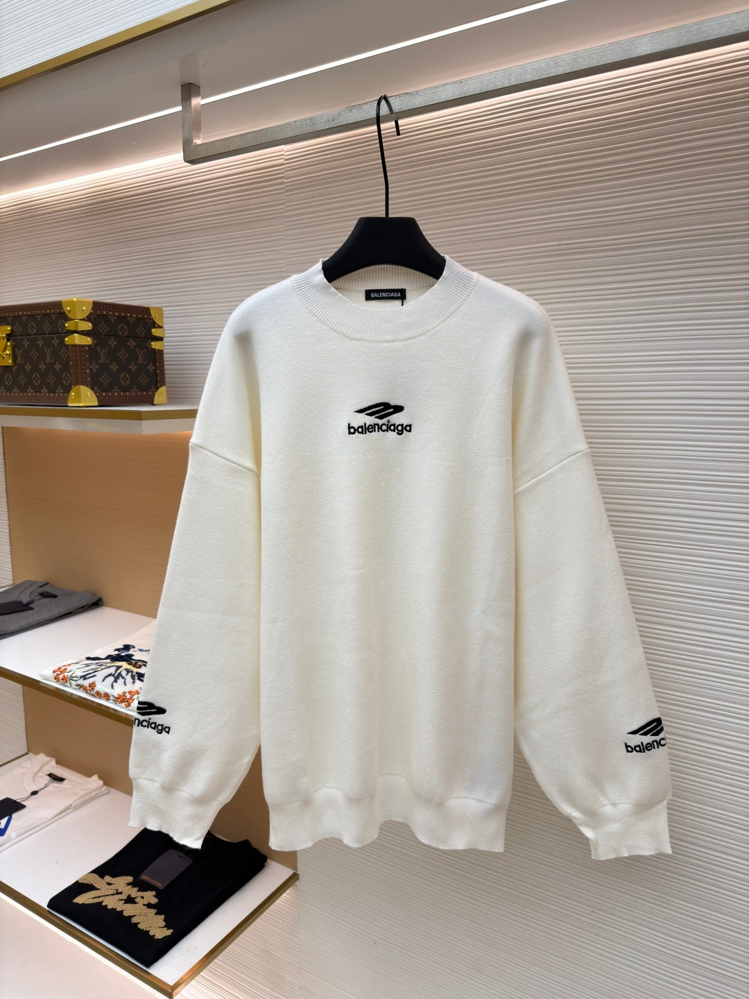 Embroidered Wool Crewneck Sweater