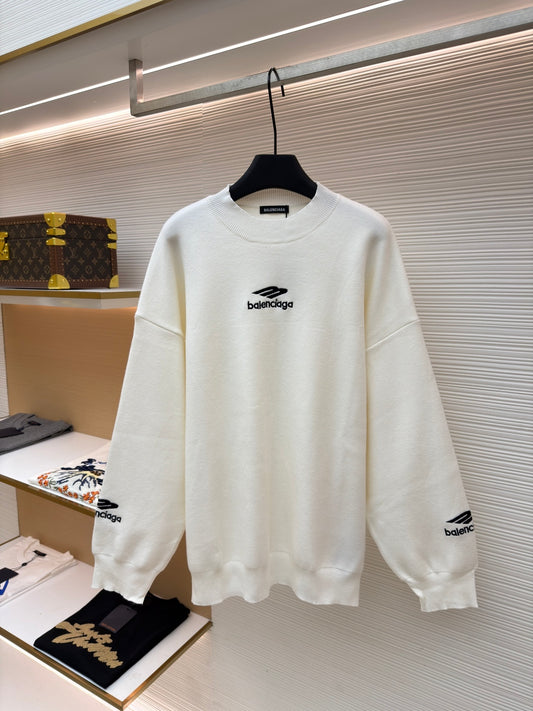 Embroidered Wool Crewneck Sweater