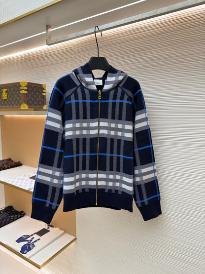 Vintage Check Cashmere Hooded Jacket