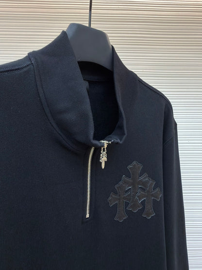 Cross Patch Half-Zip Sweatshirt