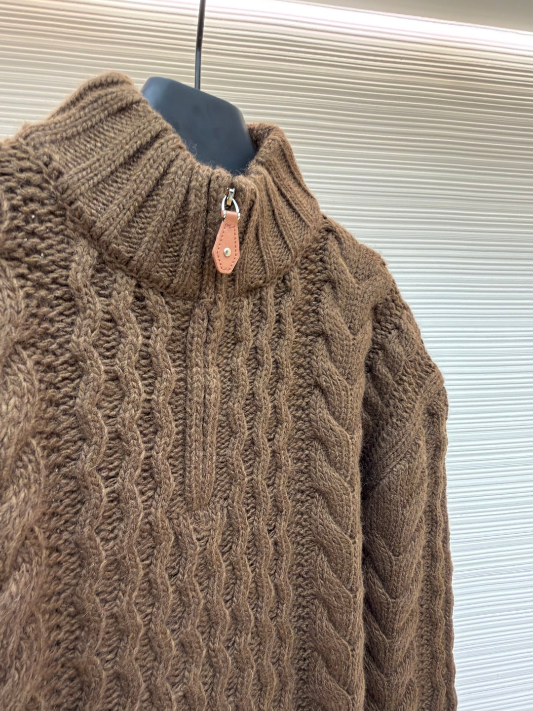 Cable-Knit Wool Half-Zip Sweater