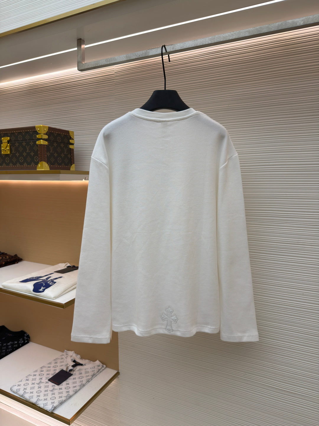 Waffle-Knit Crewneck Sweatshirt