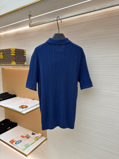 Cable-Knit Knit Polo