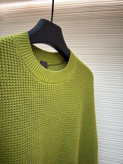 Waffle-Knit Crewneck Sweater