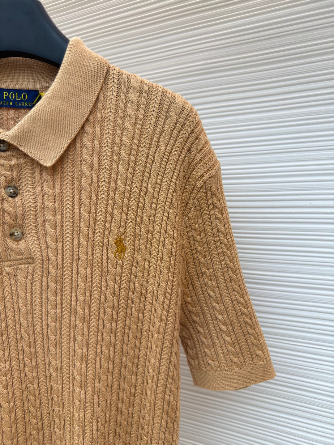 Cable-Knit Knit Polo