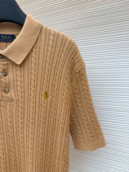 Cable-Knit Knit Polo