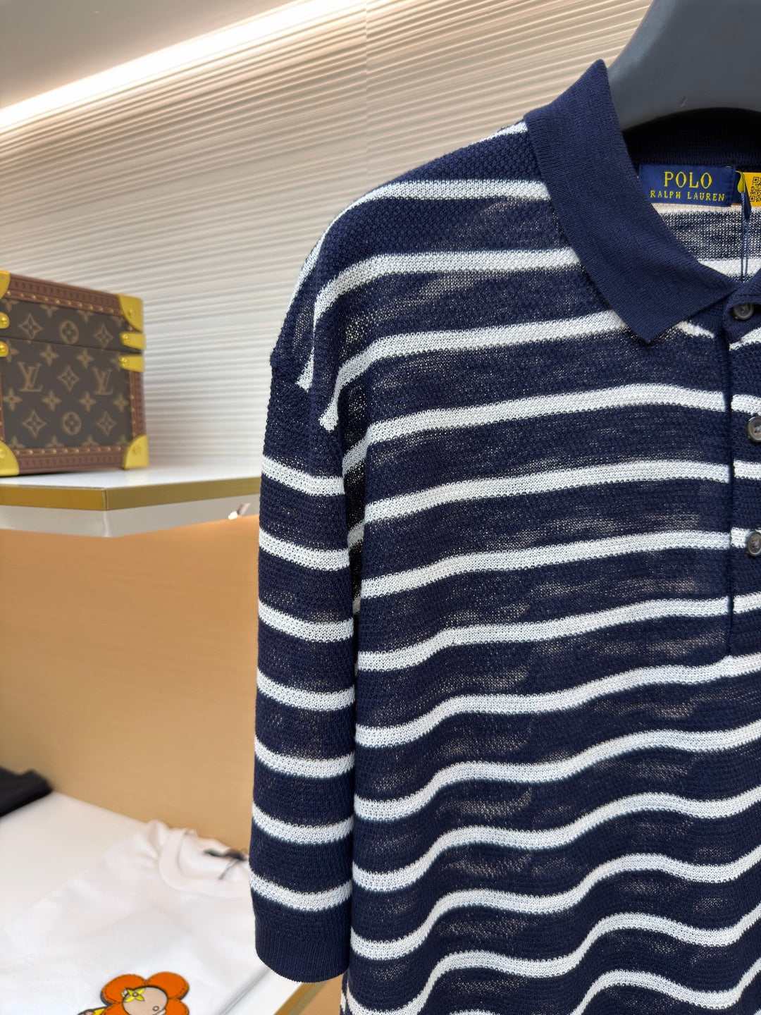 Striped Linen Knit Polo