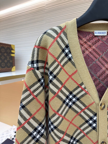 Vintage Check Knit Cardigan