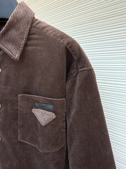 Triangle Logo Corduroy Down Jacket