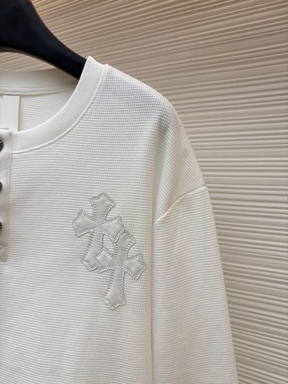 Waffle-Knit Crewneck Sweatshirt