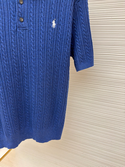 Cable-Knit Knit Polo