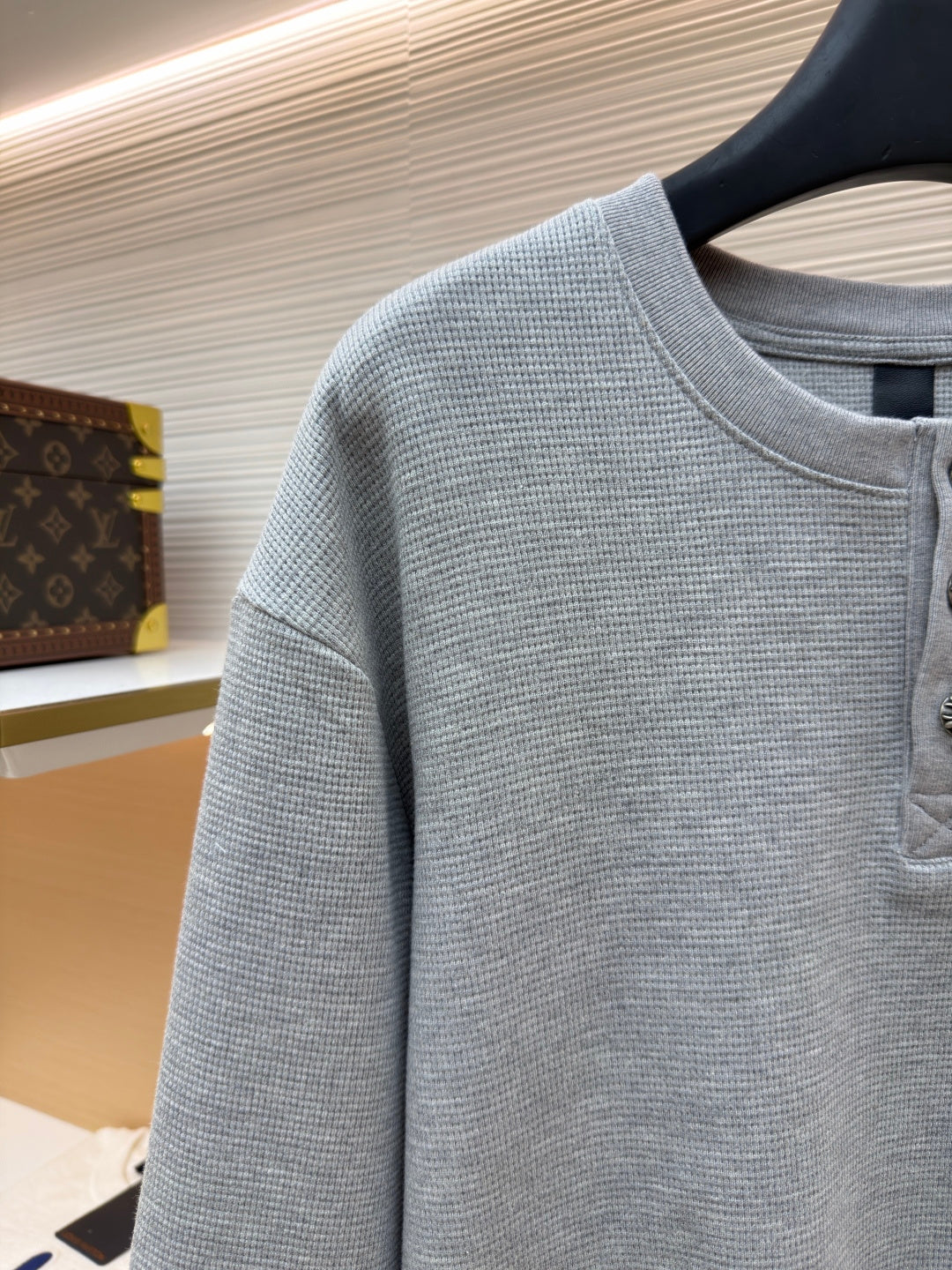 Waffle-Knit Crewneck Sweatshirt