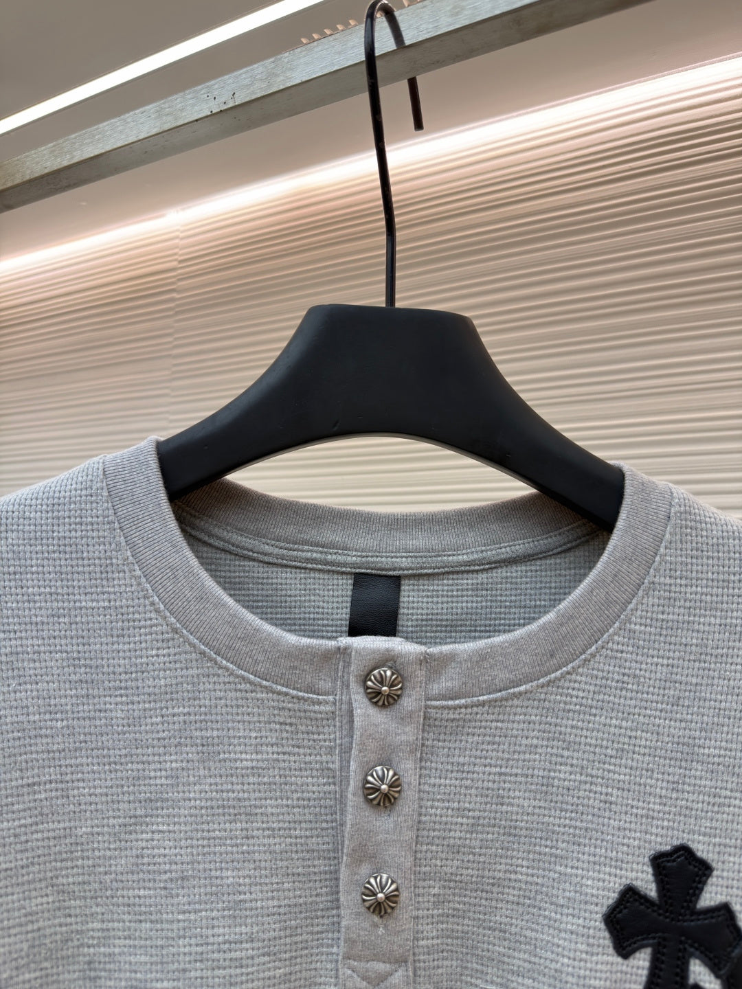 Waffle-Knit Crewneck Sweatshirt
